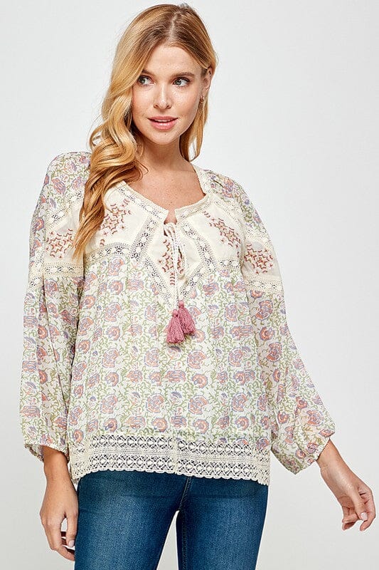 Good Luck Charm Taupe Embroidered Top - Caroline Hill