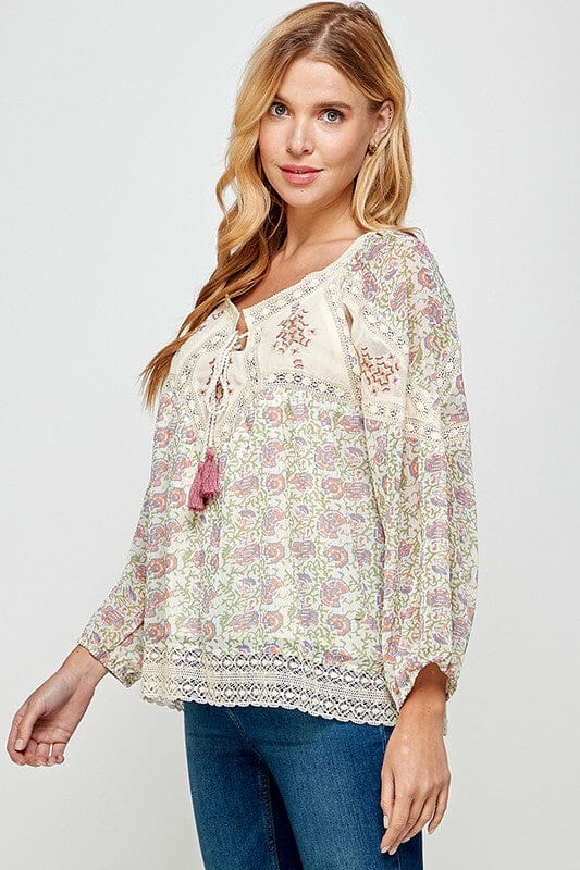 Good Luck Charm Taupe Embroidered Top - Caroline Hill