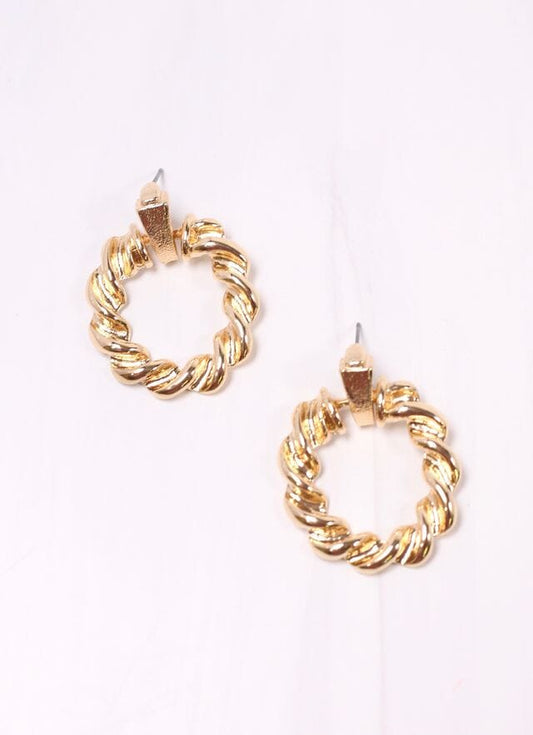 Gustaf Twisted Drop Earring GOLD - Caroline Hill