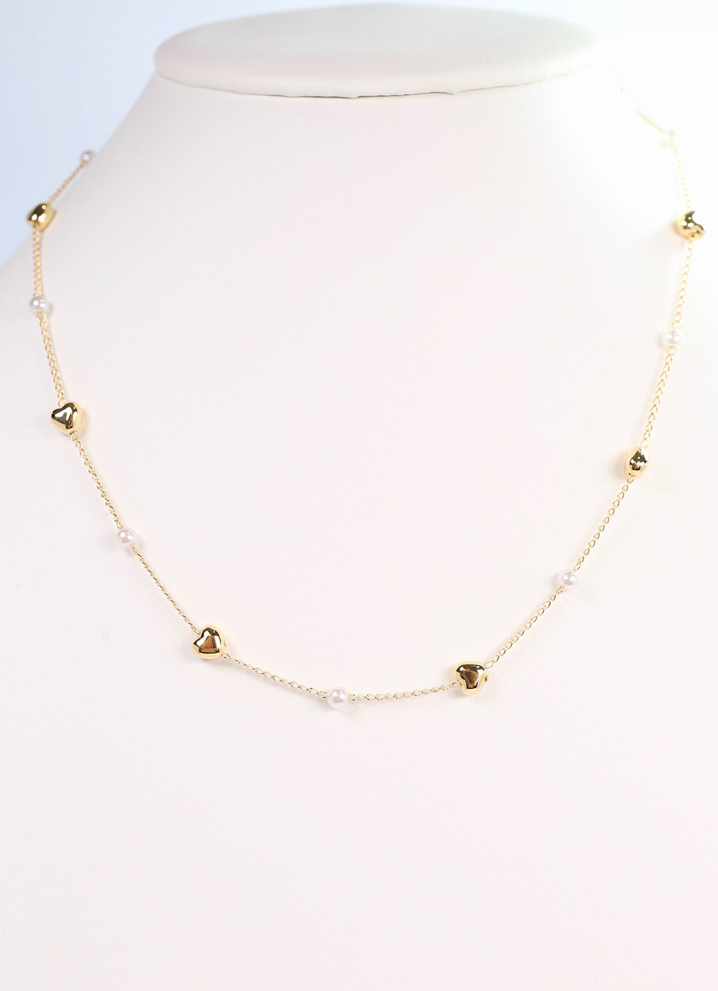 Prentice Heart and Pearl Necklace GOLD