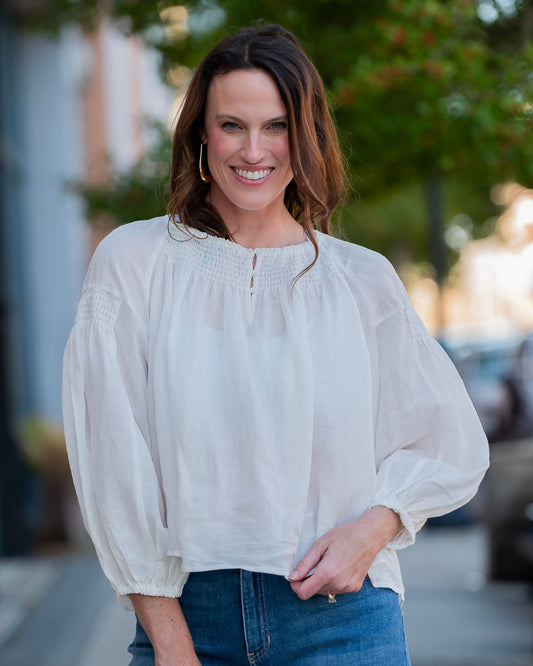 May Smocked Veil Blouse