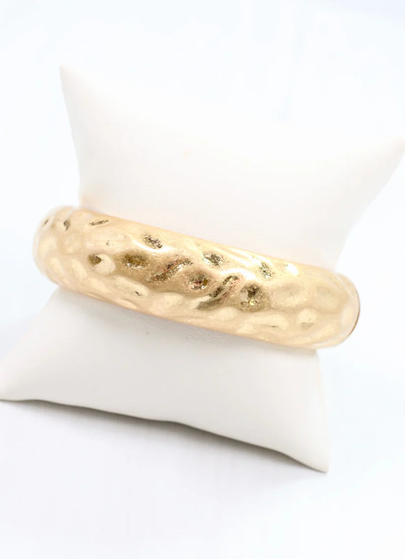 Aries Hammered Cuff Bracelet WORN GOLD