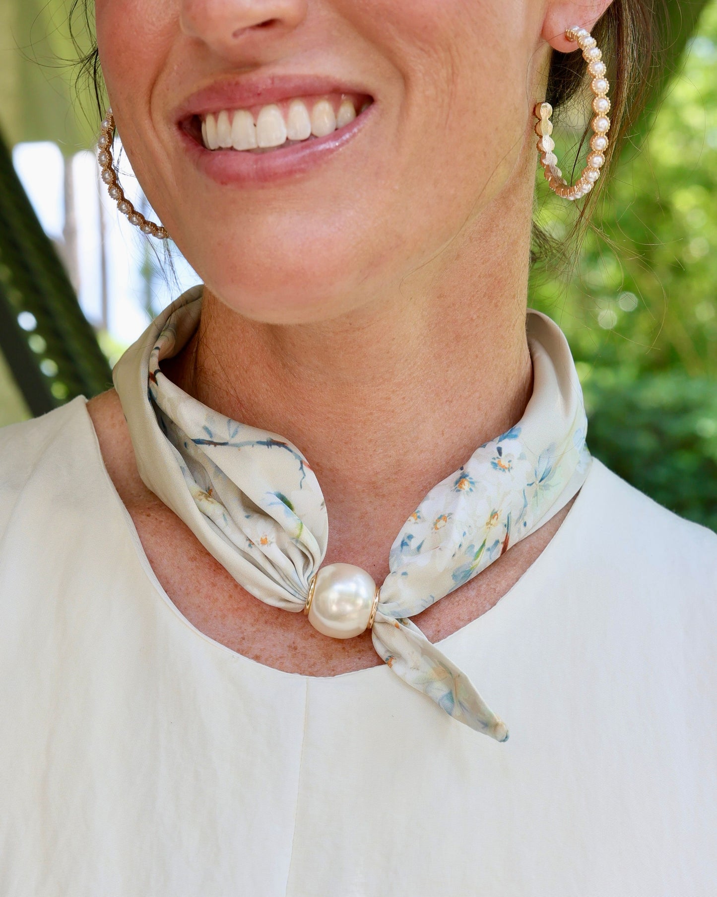 Robyn Magnetic Pearl Scarf Necklace Light Multi