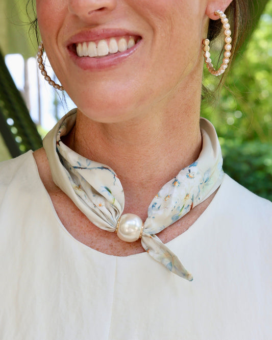 Robyn Magnetic Pearl Scarf Necklace Light Multi