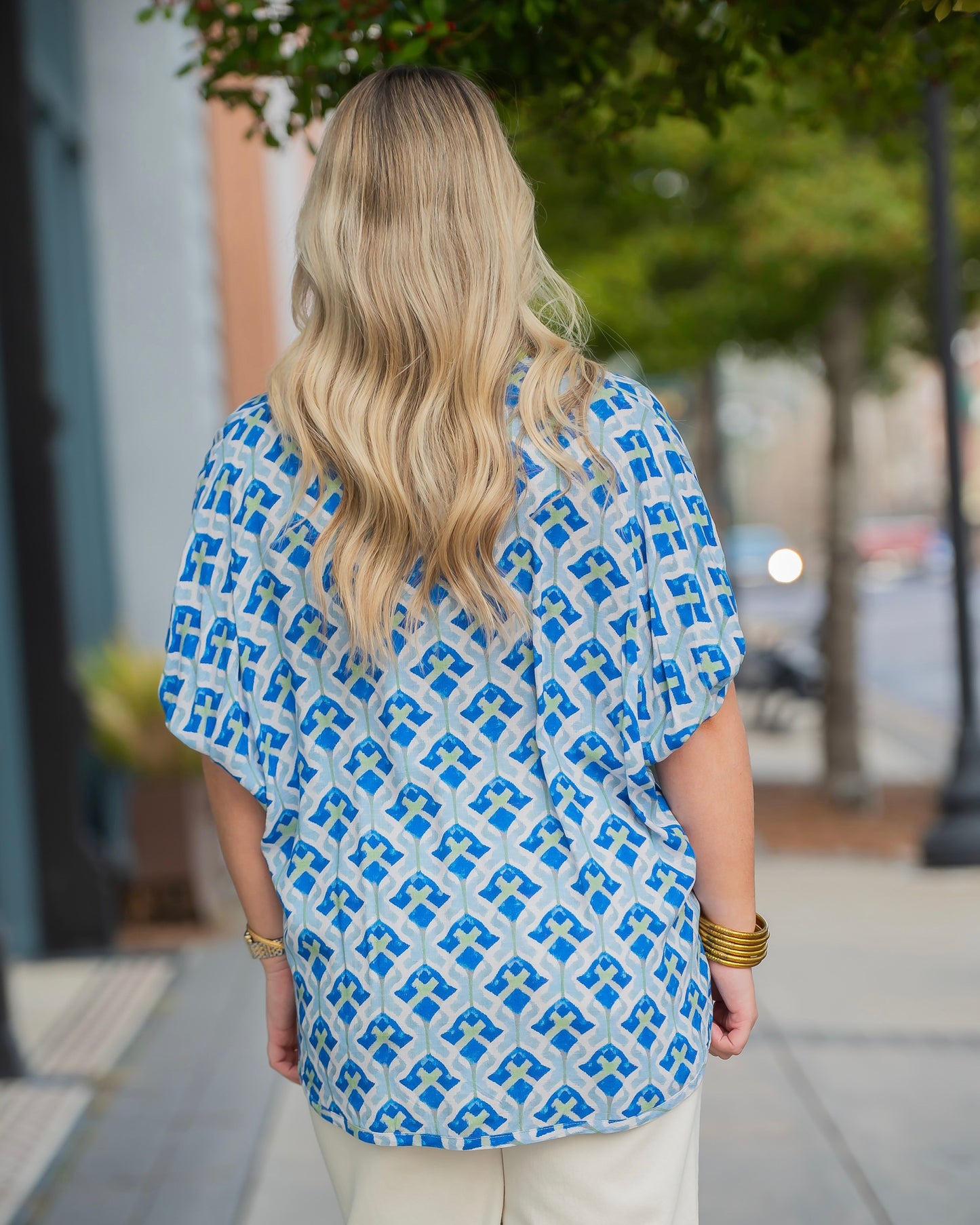 Caldwell Short Dolman Sleeve Blouse-Cobalt Mix