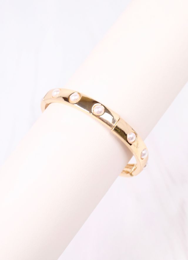 Addy Stretch Bracelet with Pearls Gold