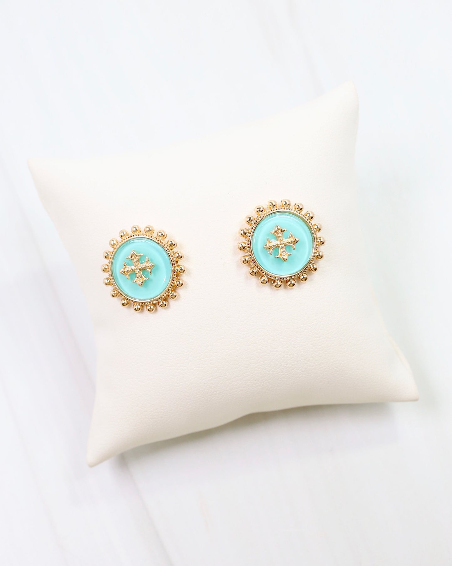 Kempsey Coin Stud Earring Turquoise