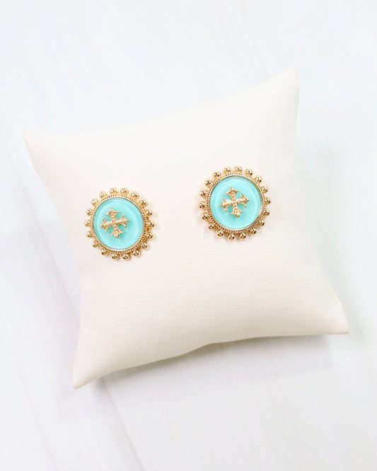 Kempsey Coin Stud Earring Turquoise