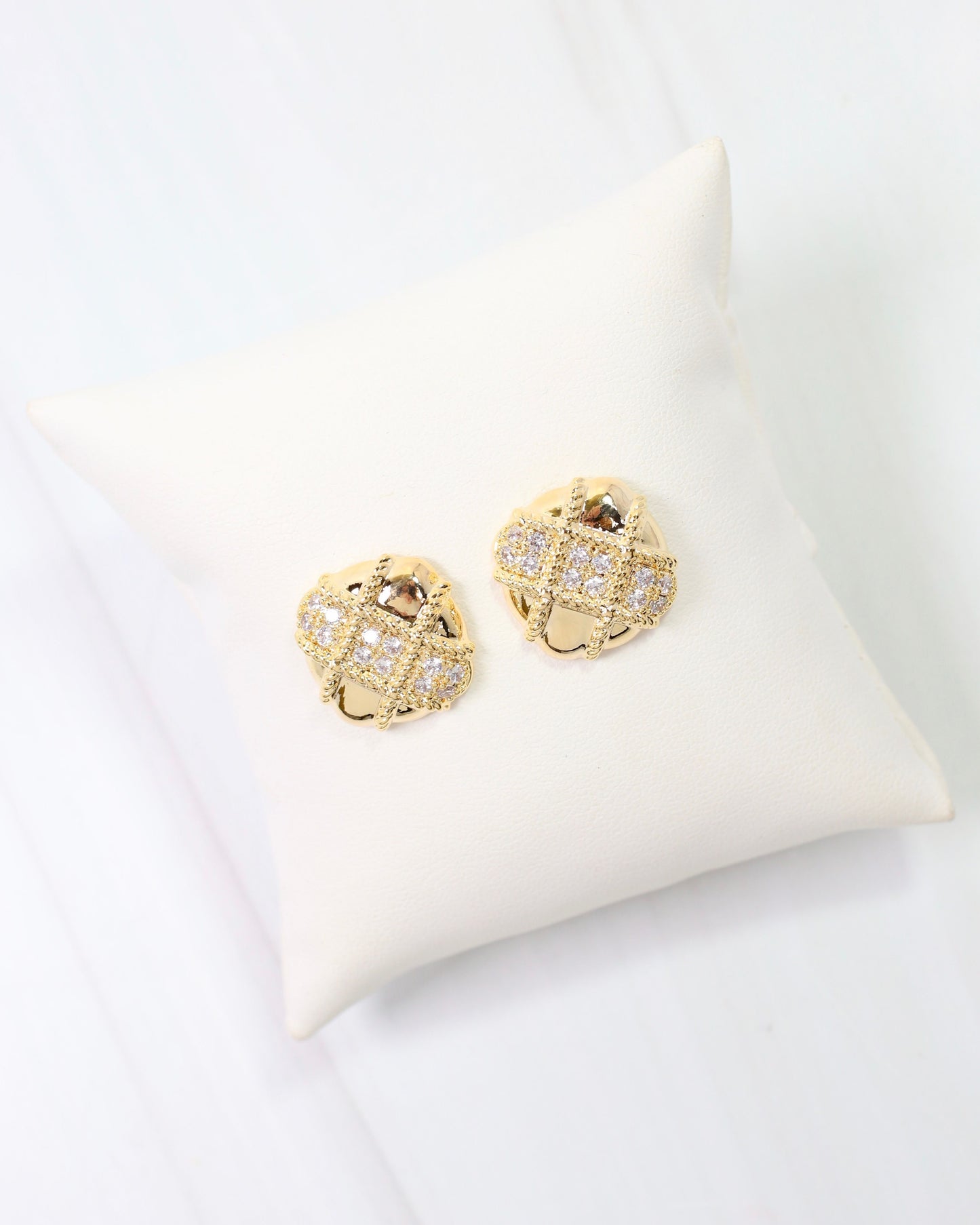 Abbeville CZ Embellished Stud Earring Gold