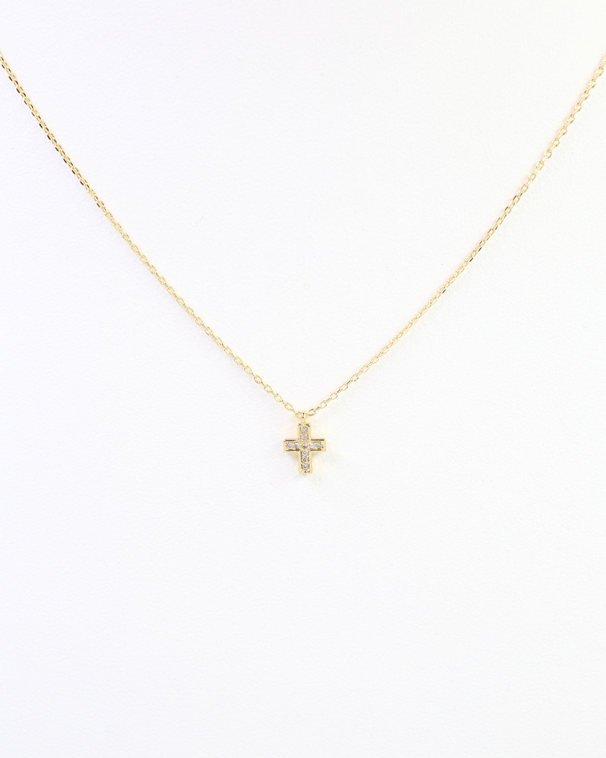 St Augustine CZ Cross Necklace WR Gold
