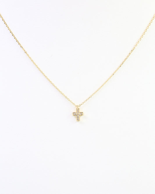 St Augustine CZ Cross Necklace WR Gold