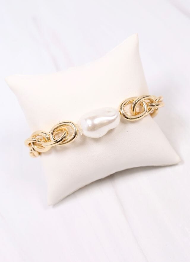 Harrie Link Bracelet with Pearl GOLD - Caroline Hill