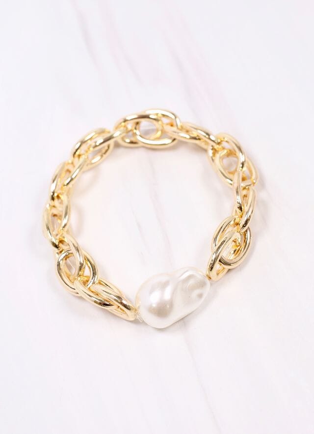 Harrie Link Bracelet with Pearl GOLD - Caroline Hill