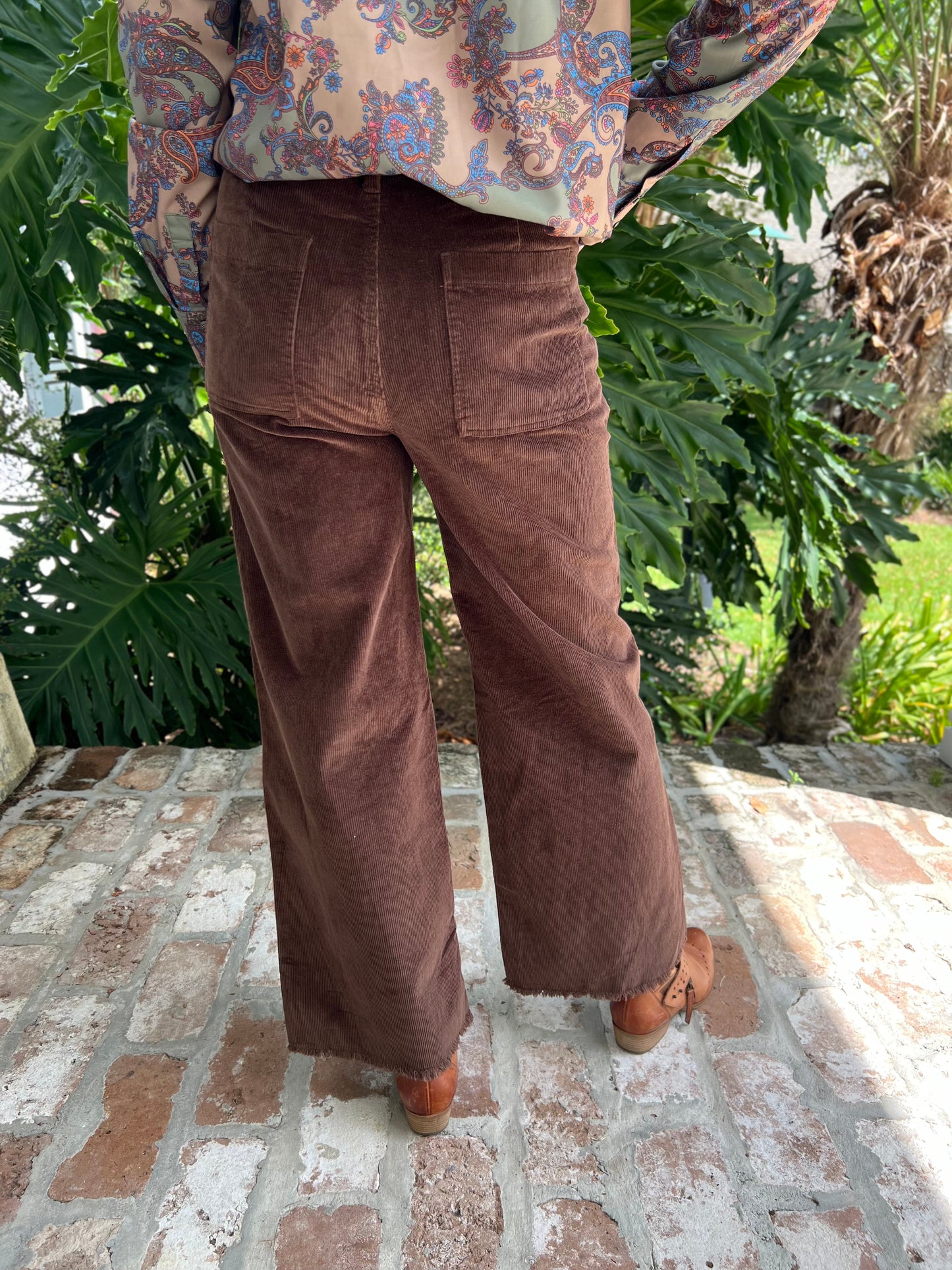 Harvest Time Coffee Corduroy Wide Legs Pants - Caroline Hill