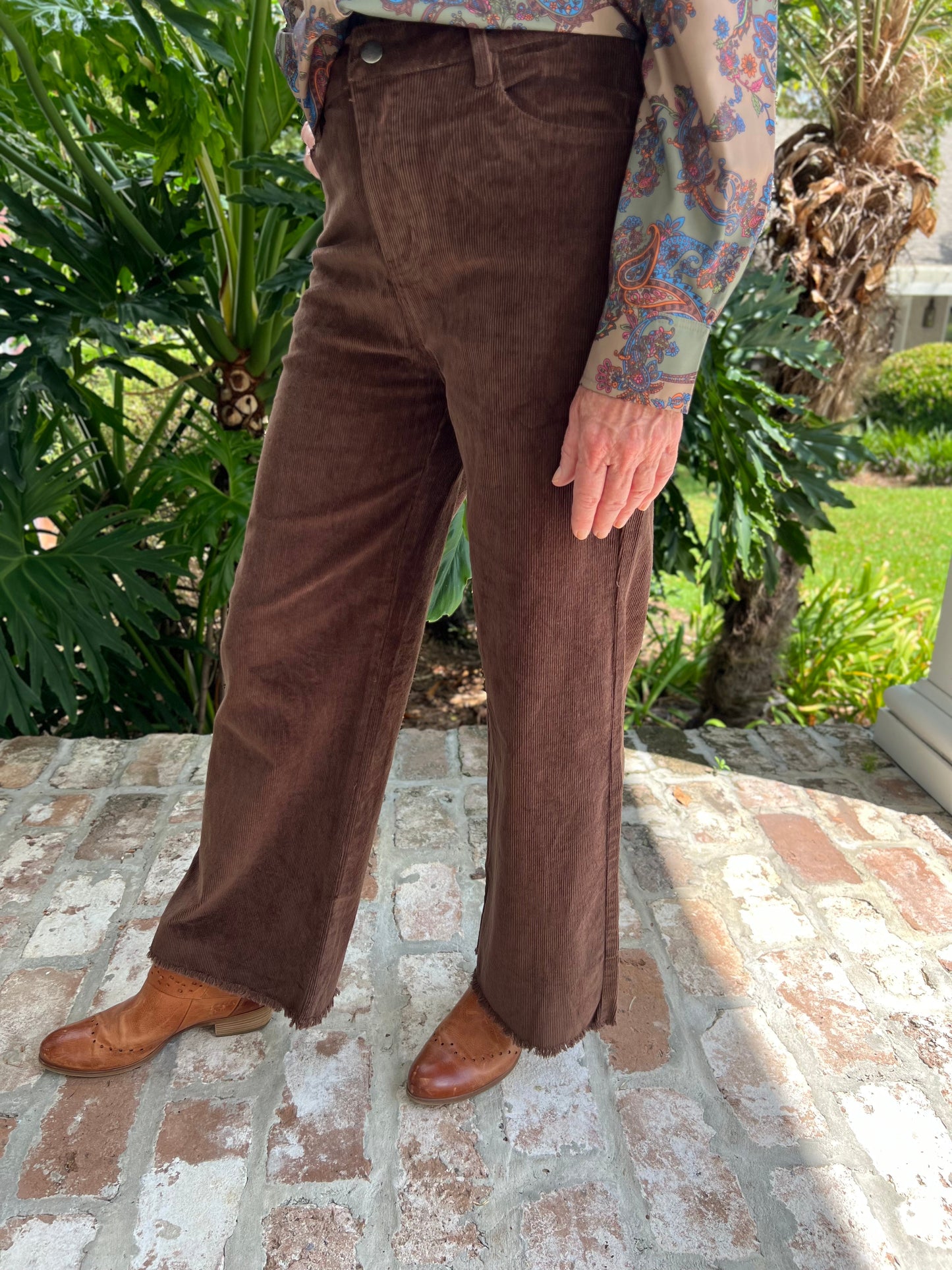 Harvest Time Coffee Corduroy Wide Legs Pants - Caroline Hill