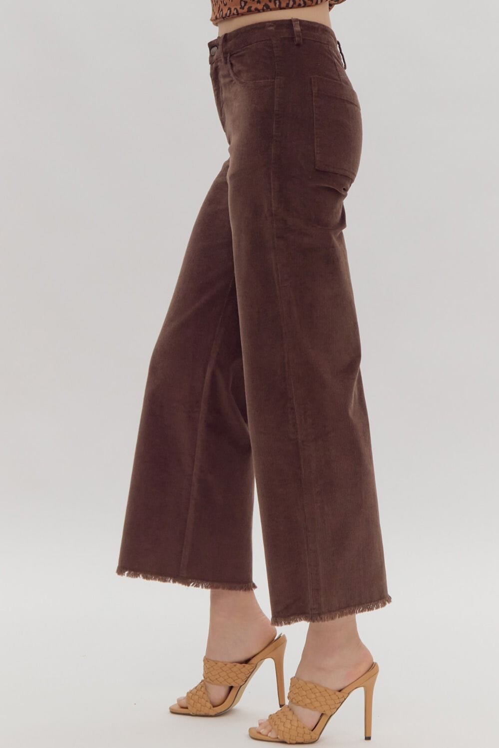 Harvest Time Coffee Corduroy Wide Legs Pants - Caroline Hill