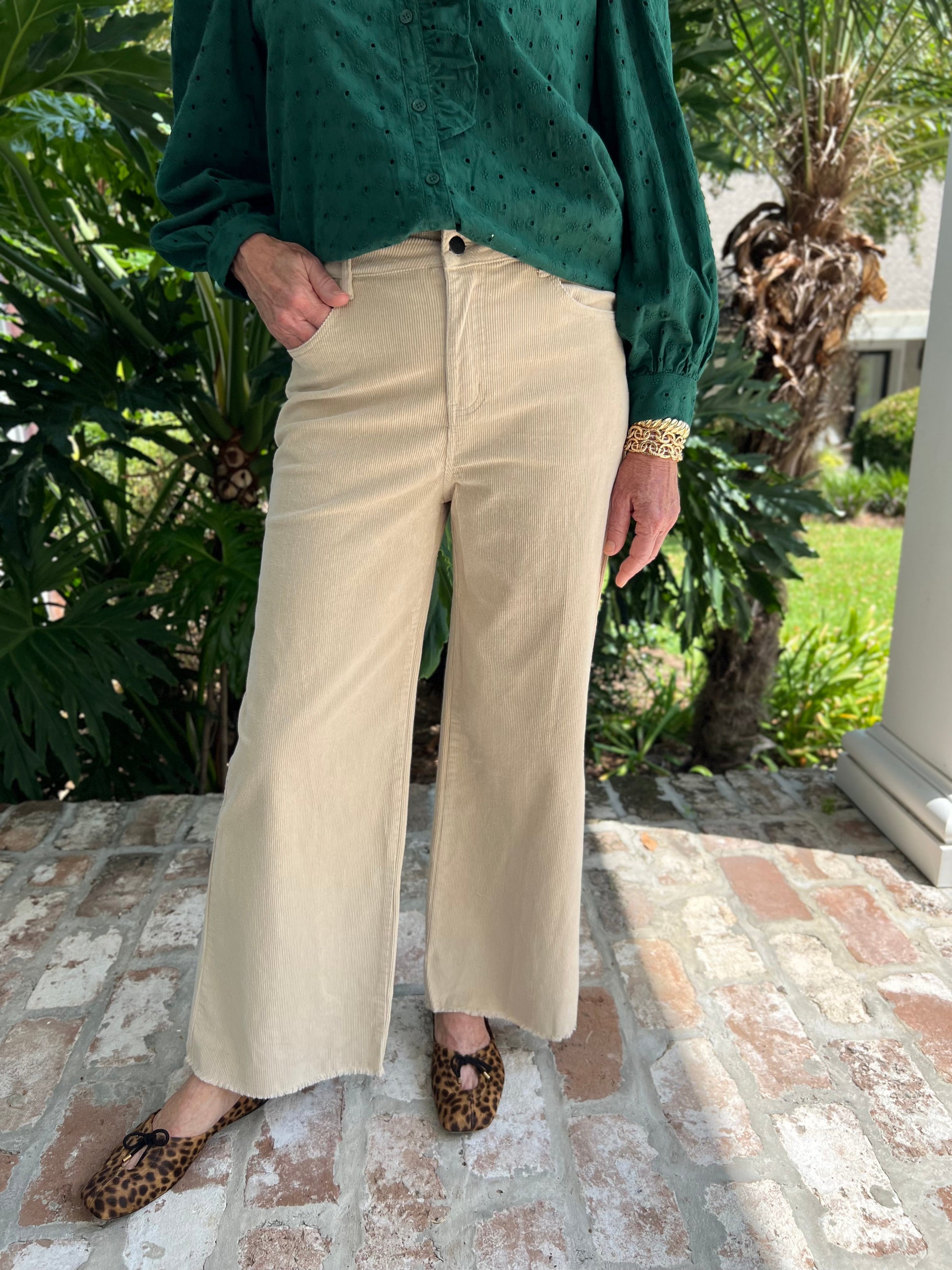 Harvest Time Ecru Corduroy Wide Legs Pants - Caroline Hill