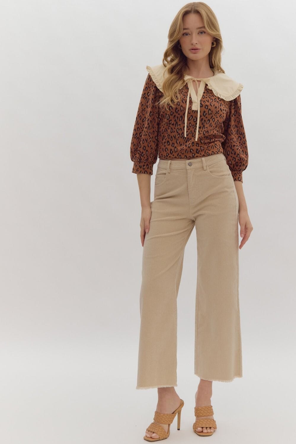 Harvest Time Ecru Corduroy Wide Legs Pants - Caroline Hill