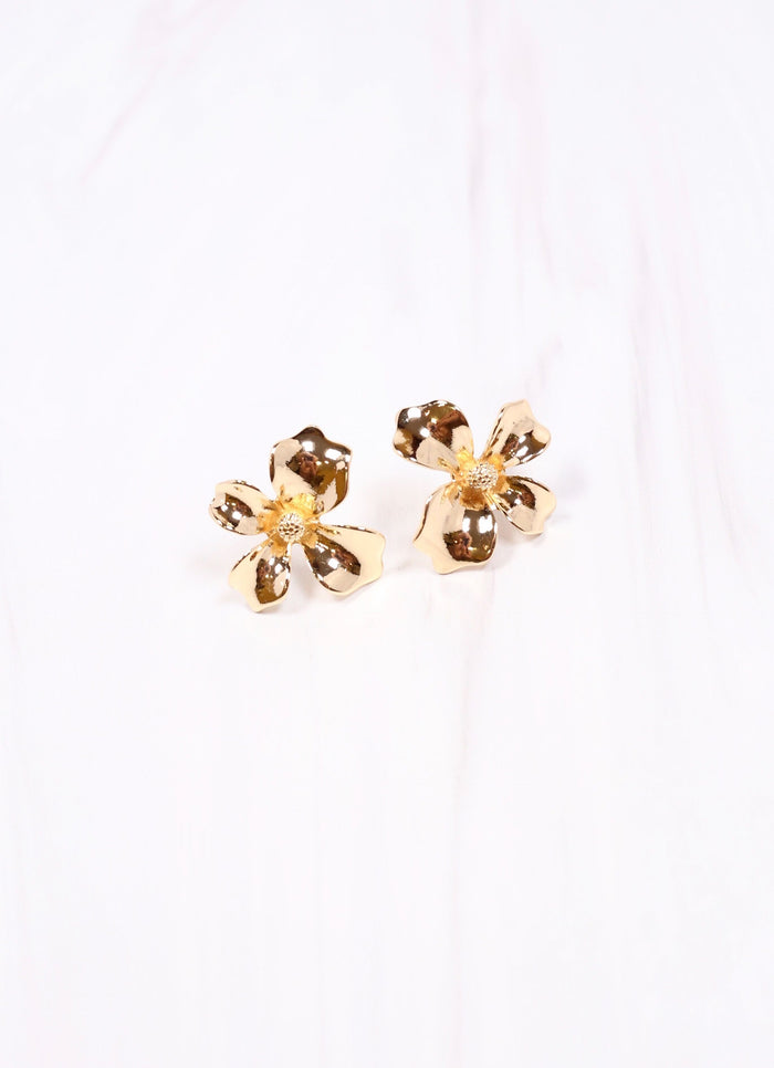 Haven Flower Stud Earring GOLD - Caroline Hill
