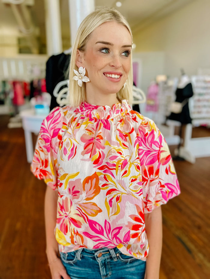 Head in the Clouds Pink Floral Top - Caroline Hill