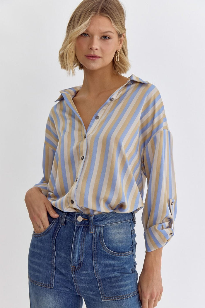 Here for the Night Chambray Stripe Top - Caroline Hill