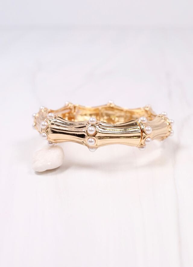 Hollander Stretch Bracelet with Pearls GOLD - Caroline Hill