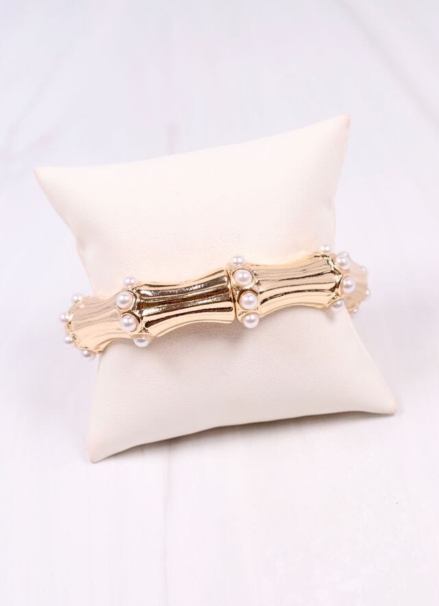 Hollander Stretch Bracelet with Pearls GOLD - Caroline Hill