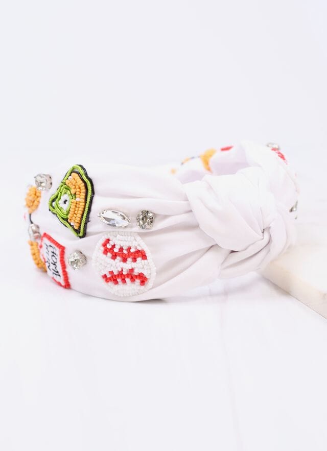 Home Run Baseball Headband WHITE - Caroline Hill