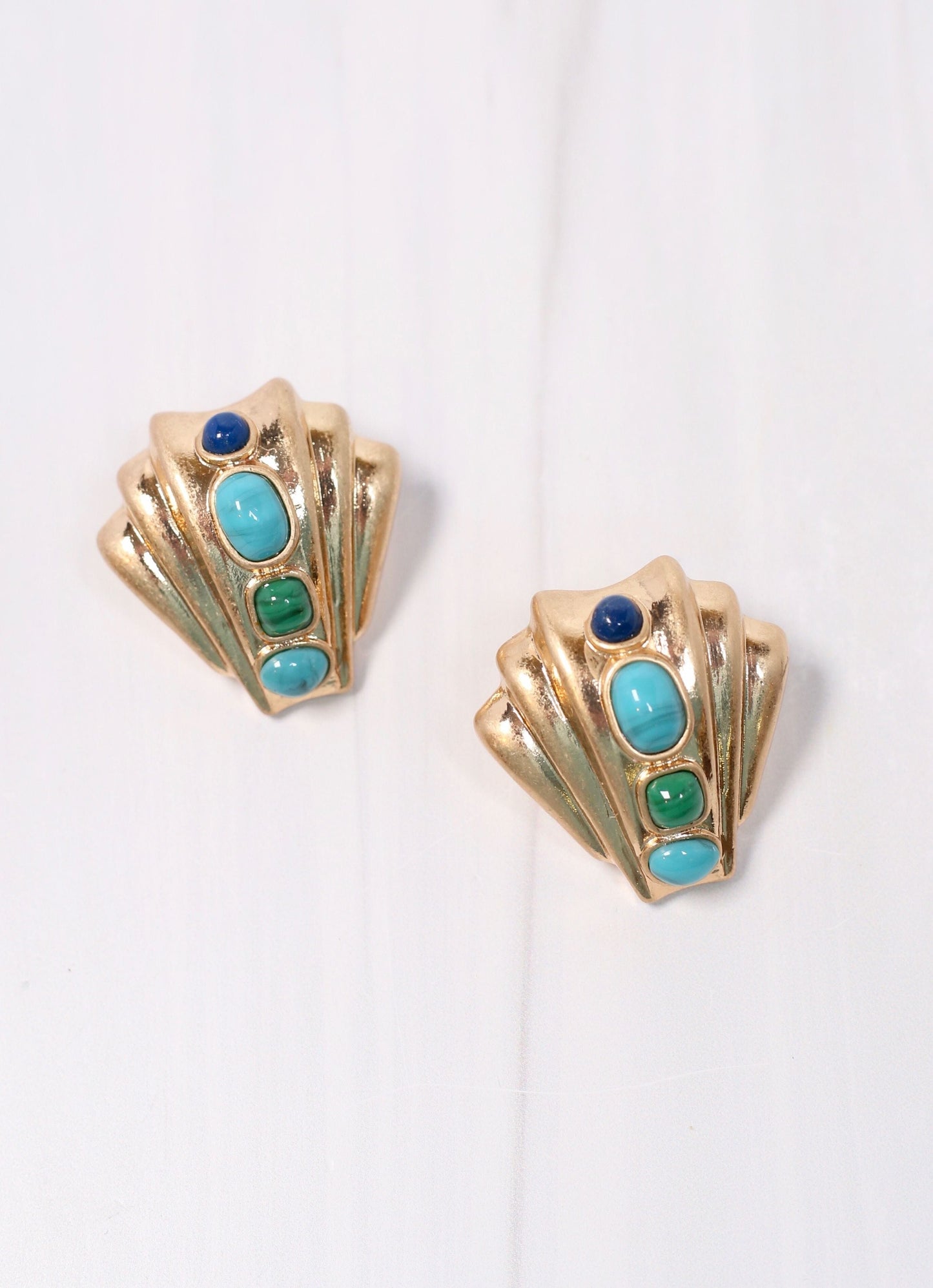 Honolulu Stone Shell Earring TURQUOISE - Caroline Hill