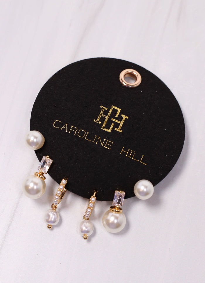 Howell Pearl Earring Set IVORY - Caroline Hill