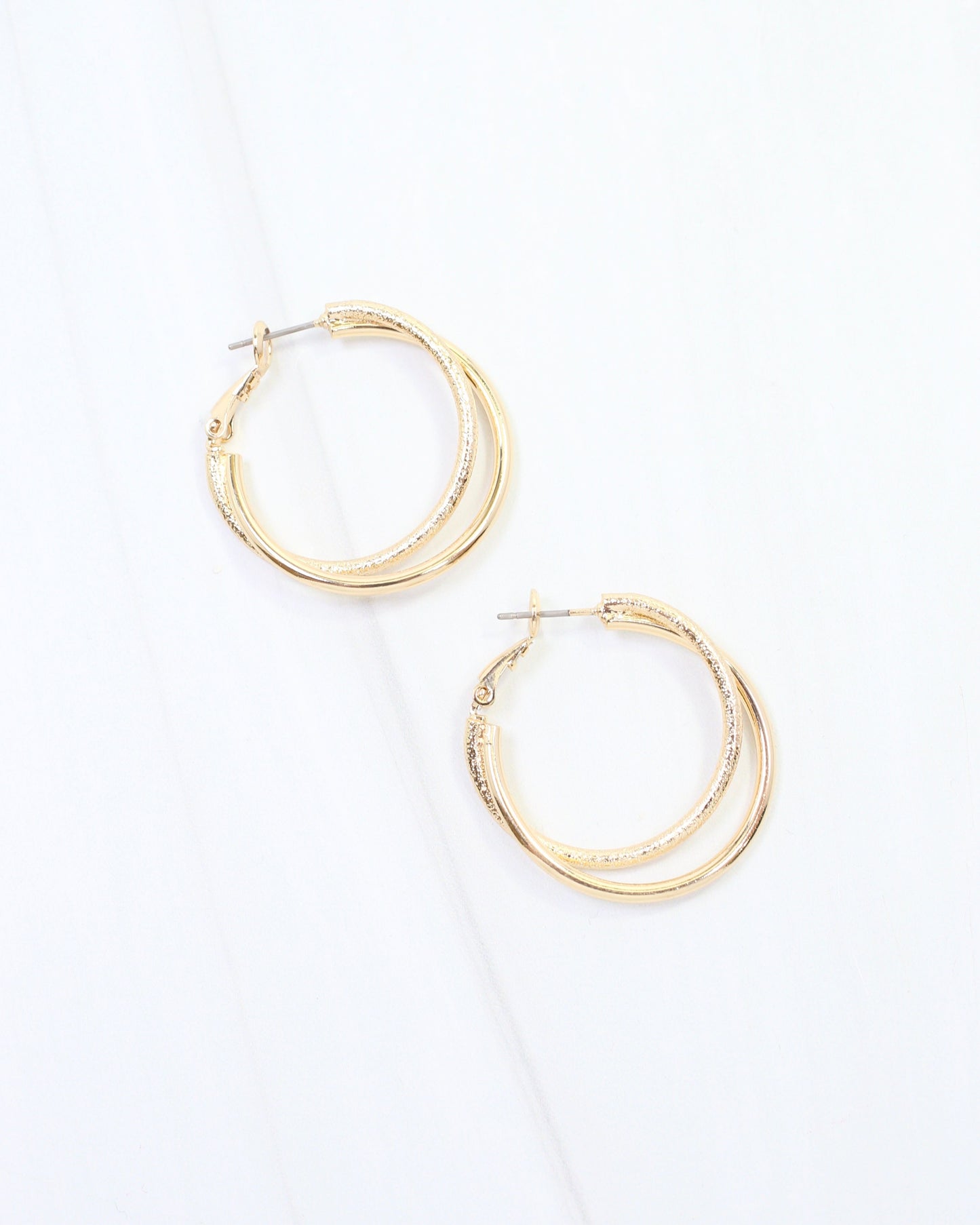 Lisa Double Hoop Earring WR Gold