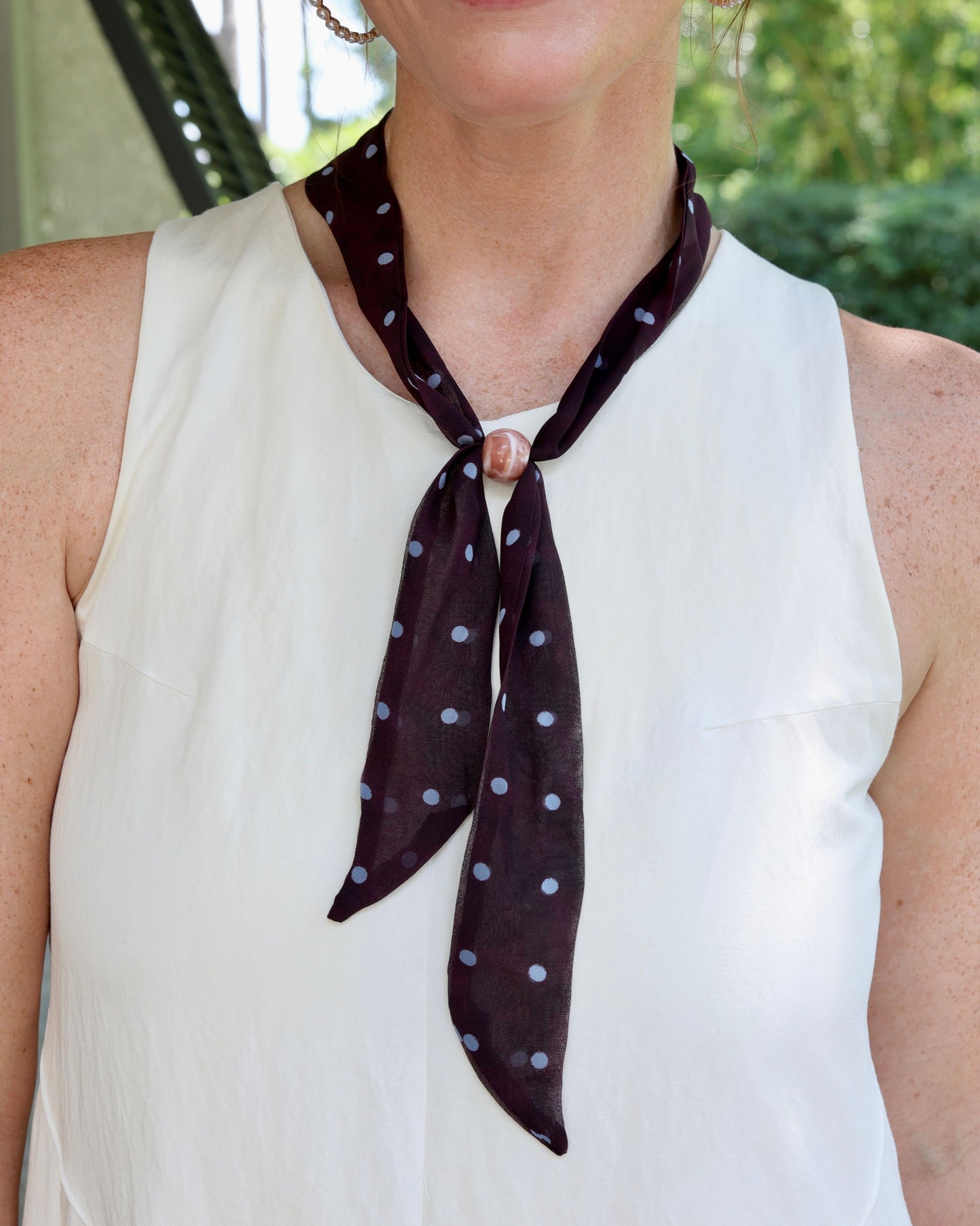 Adalia Adjustable Skinny Scarf Brown Polka