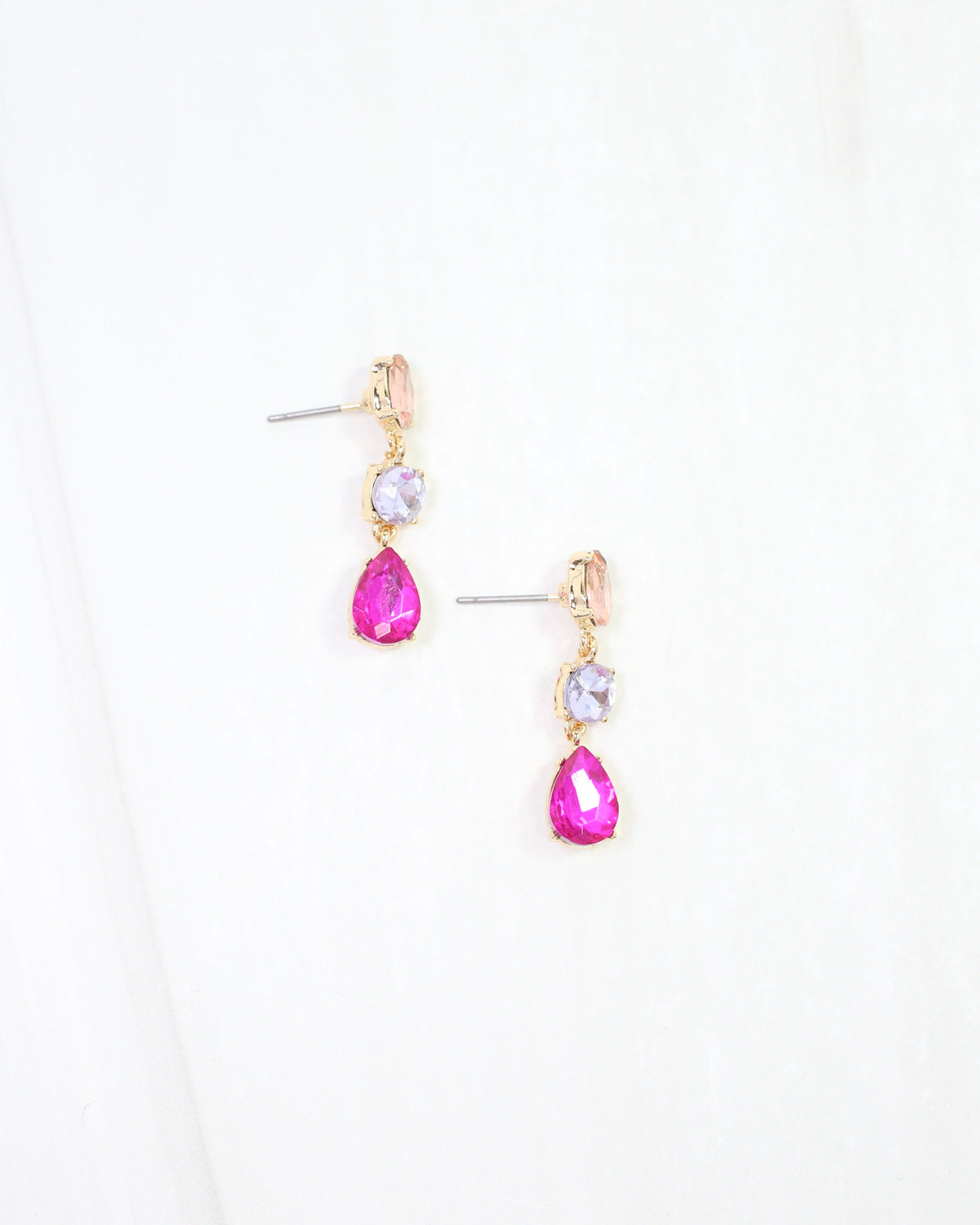 Darcy Crystal Drop Earring Pink Multi
