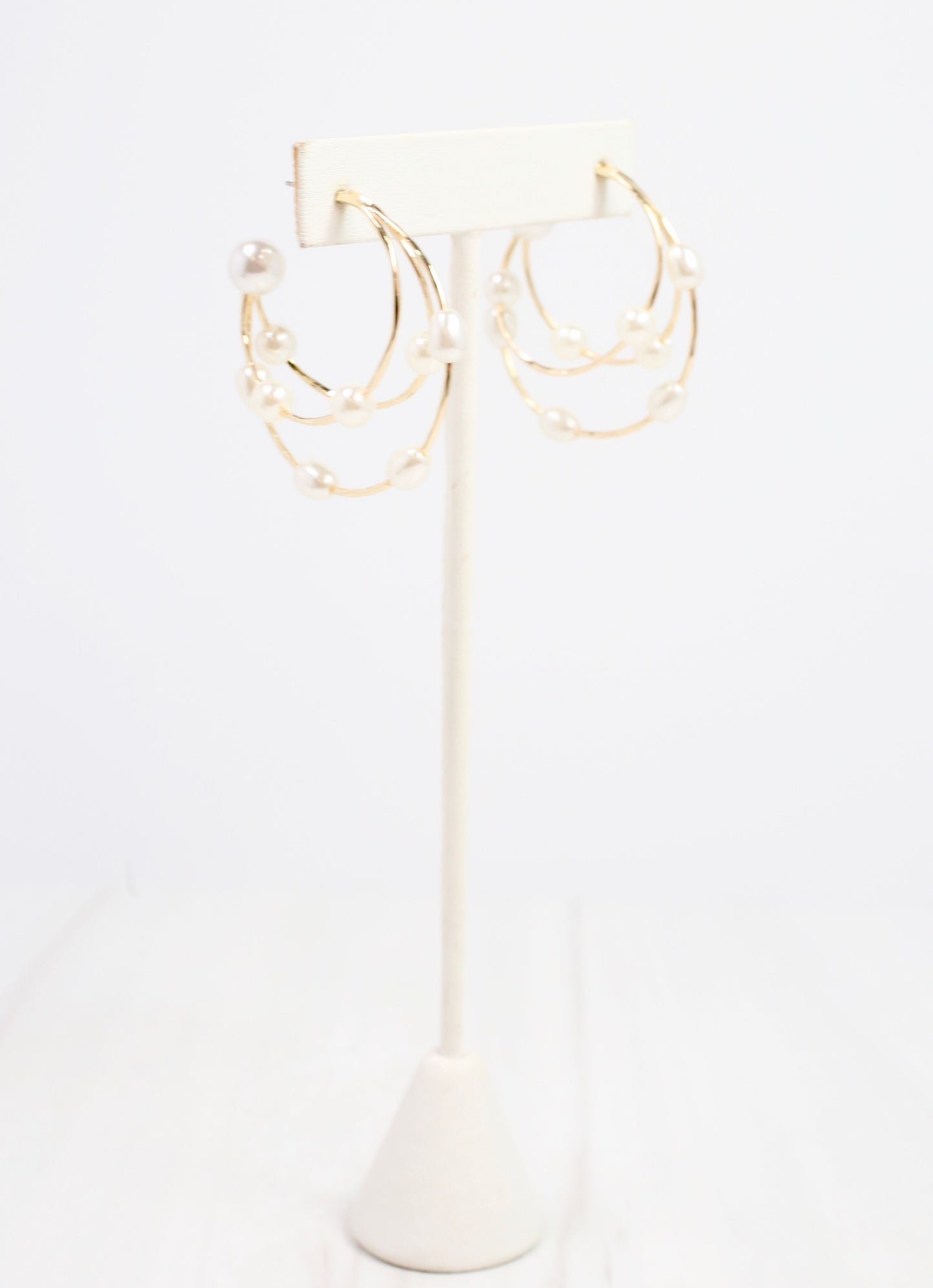 Marley Triple Pearl Hoop Earring Gold