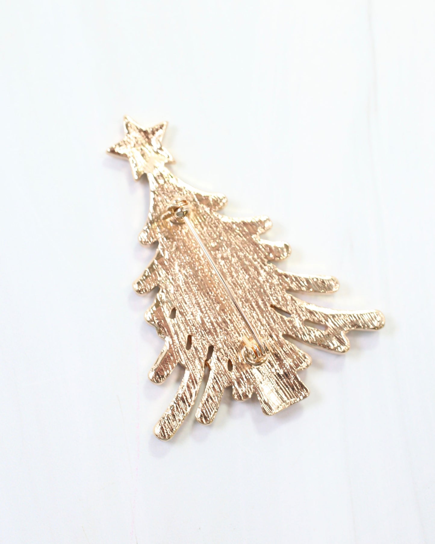 Joyful Christmas Tree Brooch White