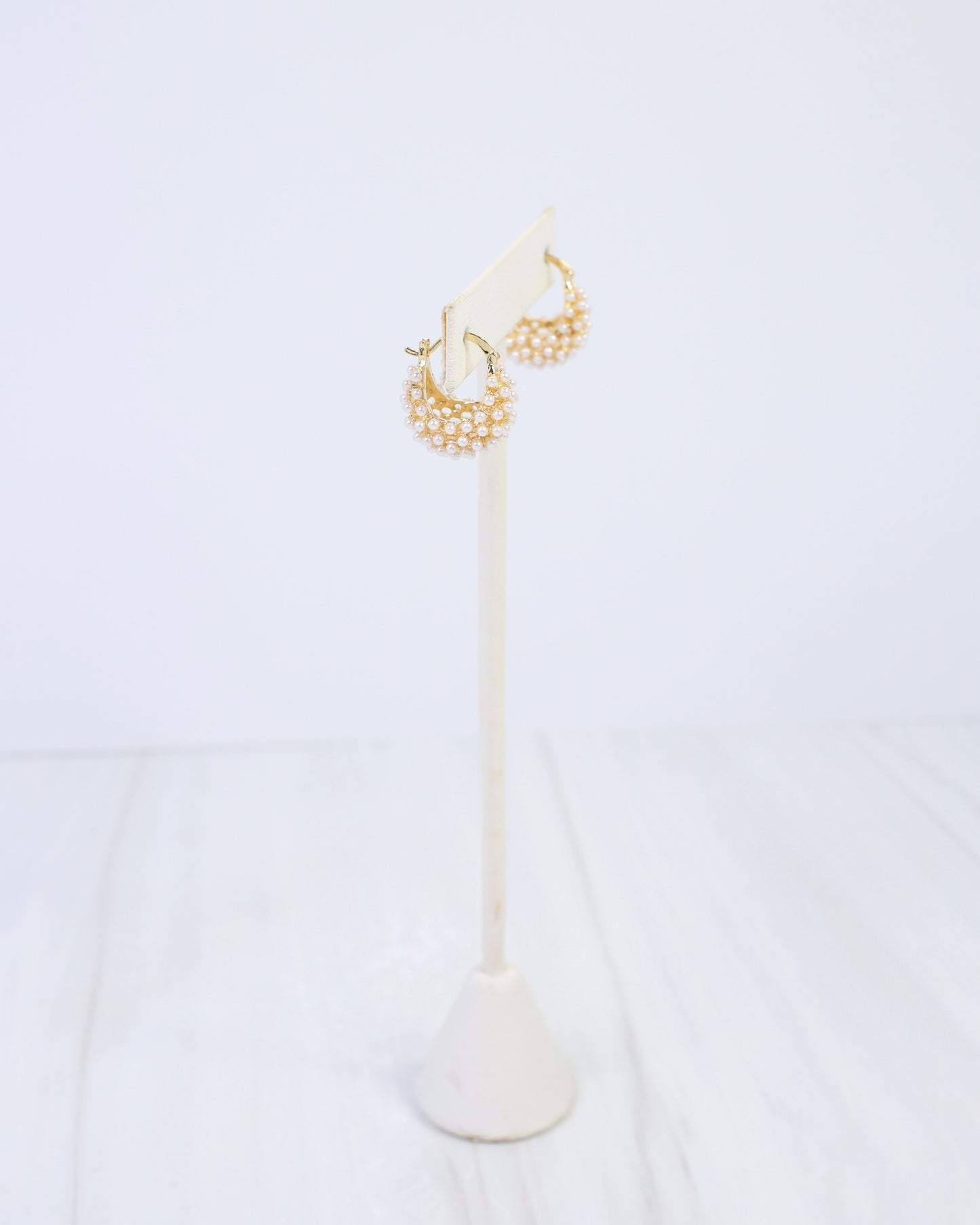 Roswell Pearl Cluster Hoop Earring WR Gold