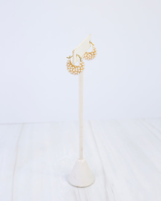 Roswell Pearl Cluster Hoop Earring WR Gold