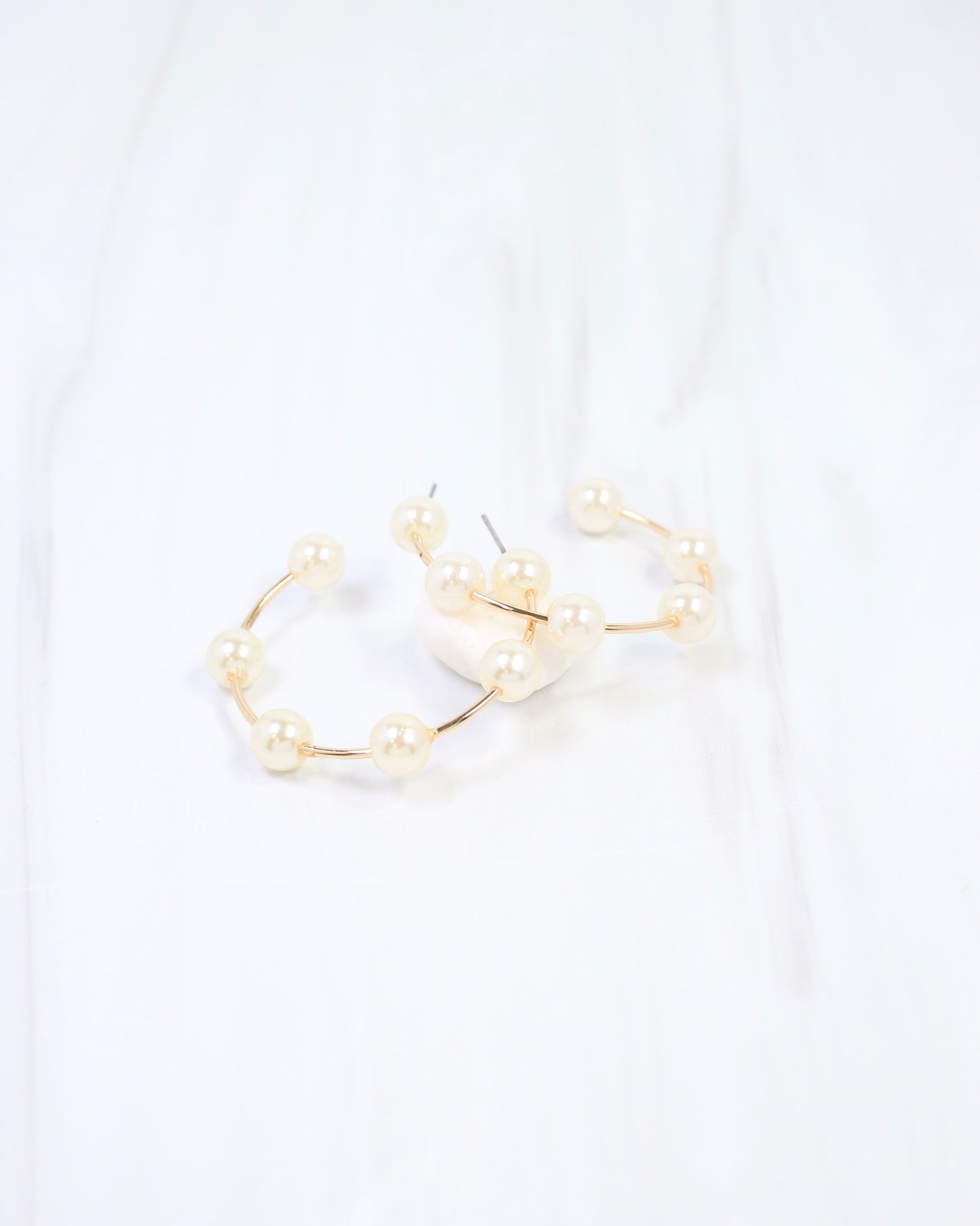 Mount Pleasant Pearl Hoop Earring Gold