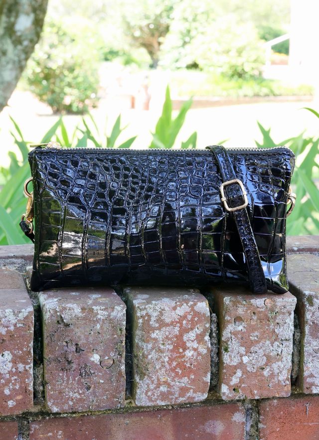 Liz Custom Collection Crossbody Bag Black Patent