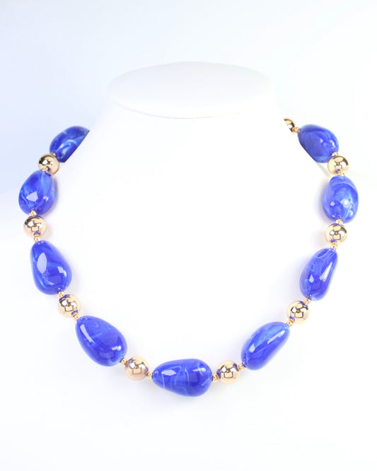 Giana Swirl Beaded Necklace Blue