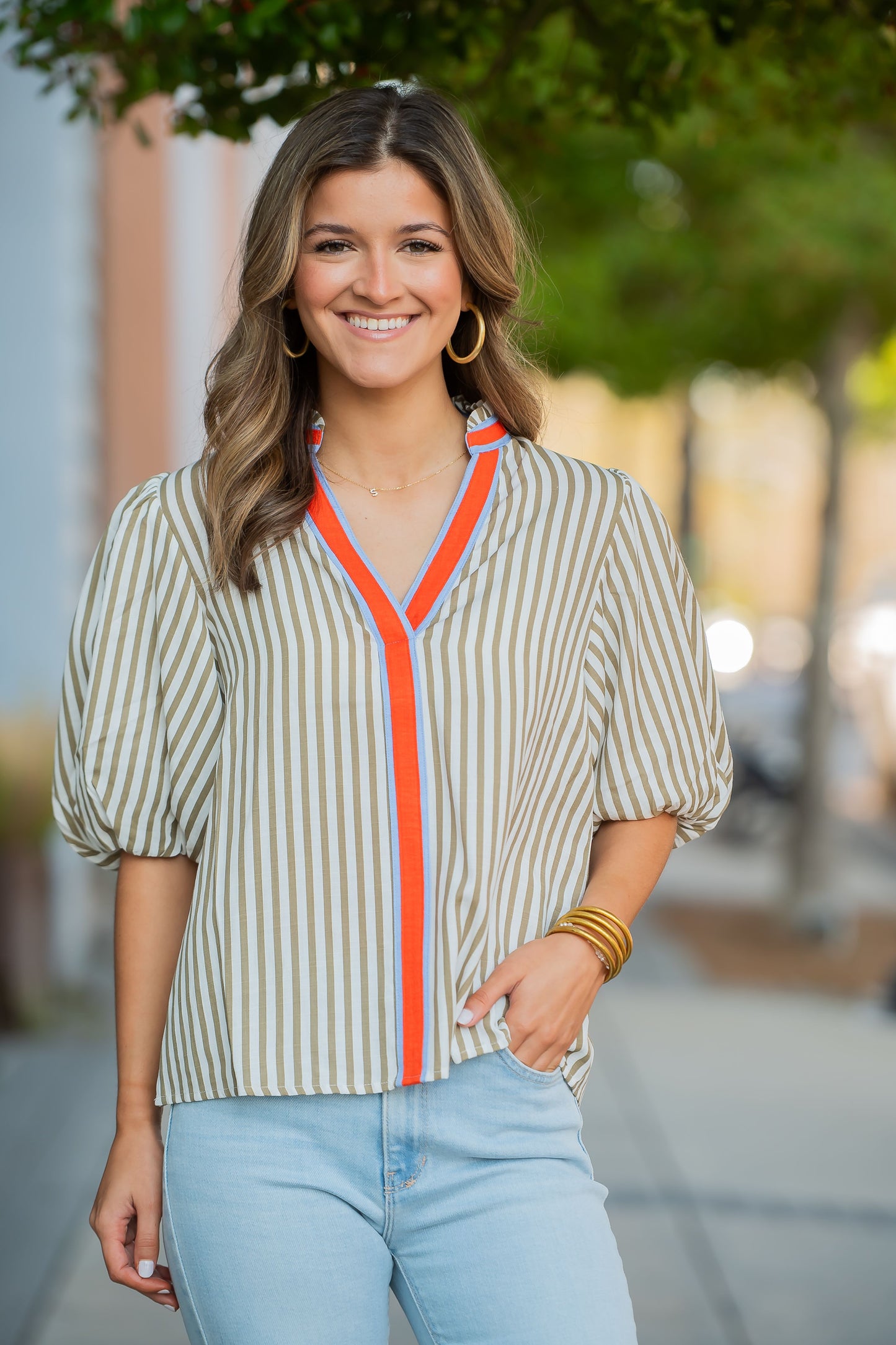 Pauline Puff Sleeve Striped Top