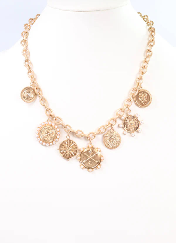 McWilliams Charm Necklace Worn Gold