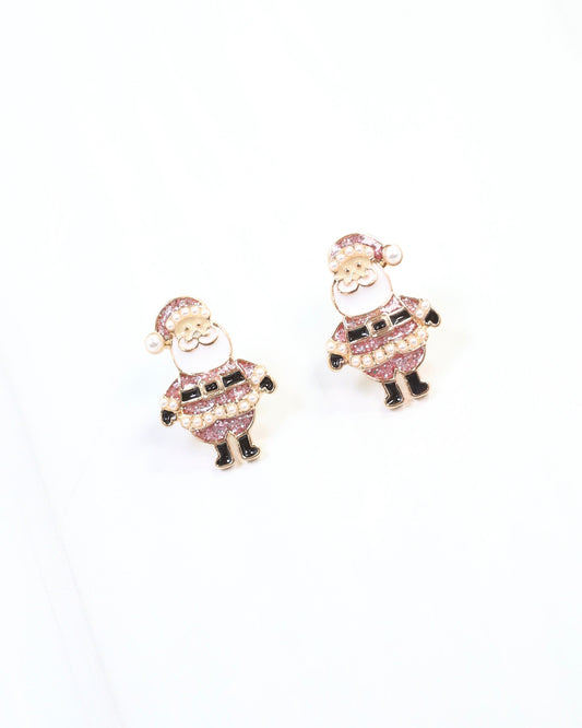 Cheery Santa Stud Earring Pink