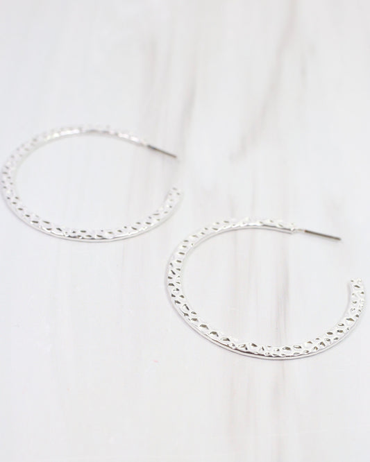 Tristan Textured Hoop Silver