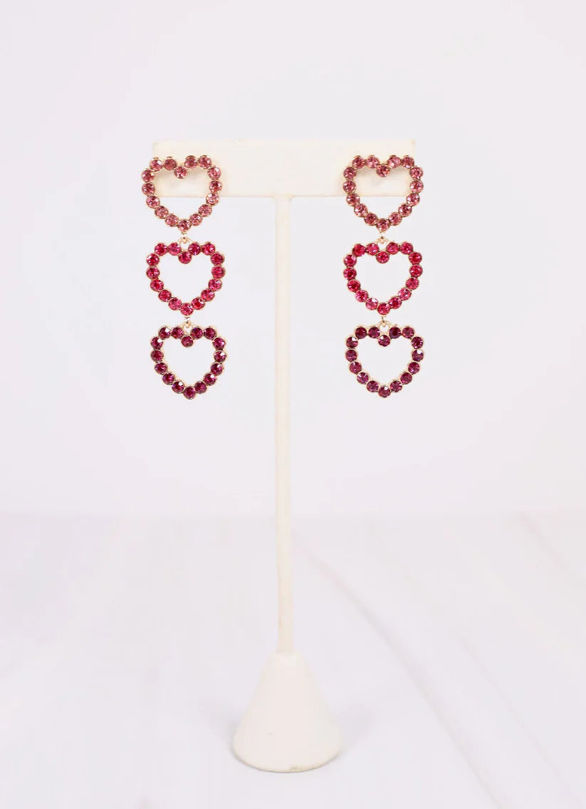 Forever Yours CZ Heart Earring PINK MULTI