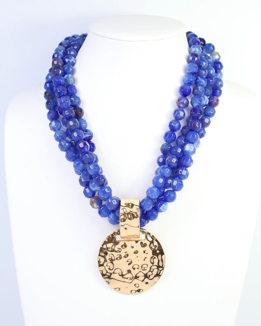 Larissa Beaded Necklace with Pendant Royal Blue