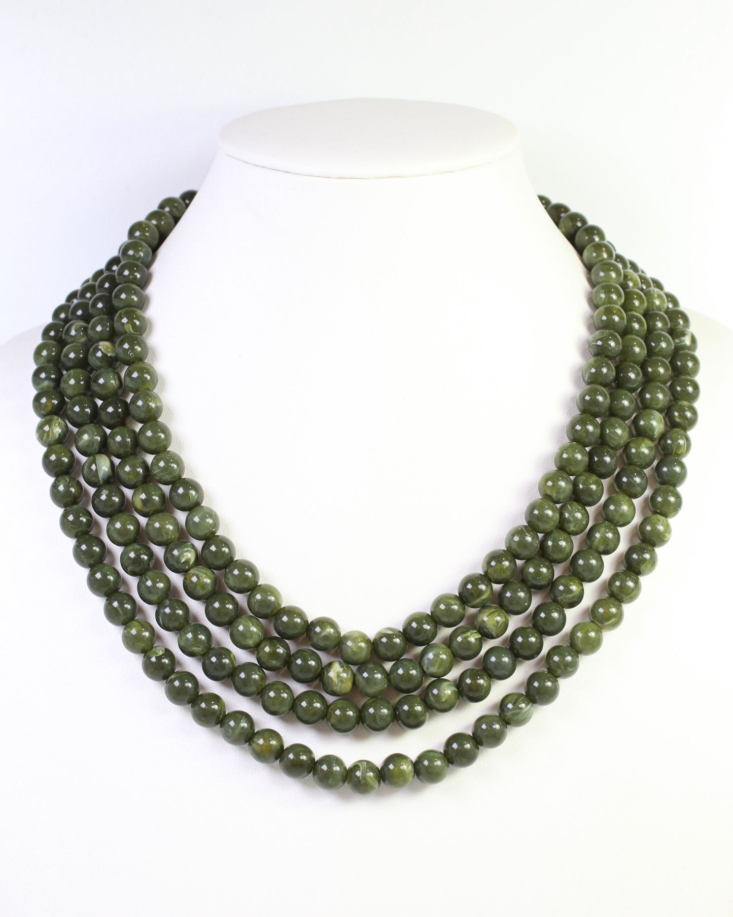 Micah Beaded Buckle Necklace Olive