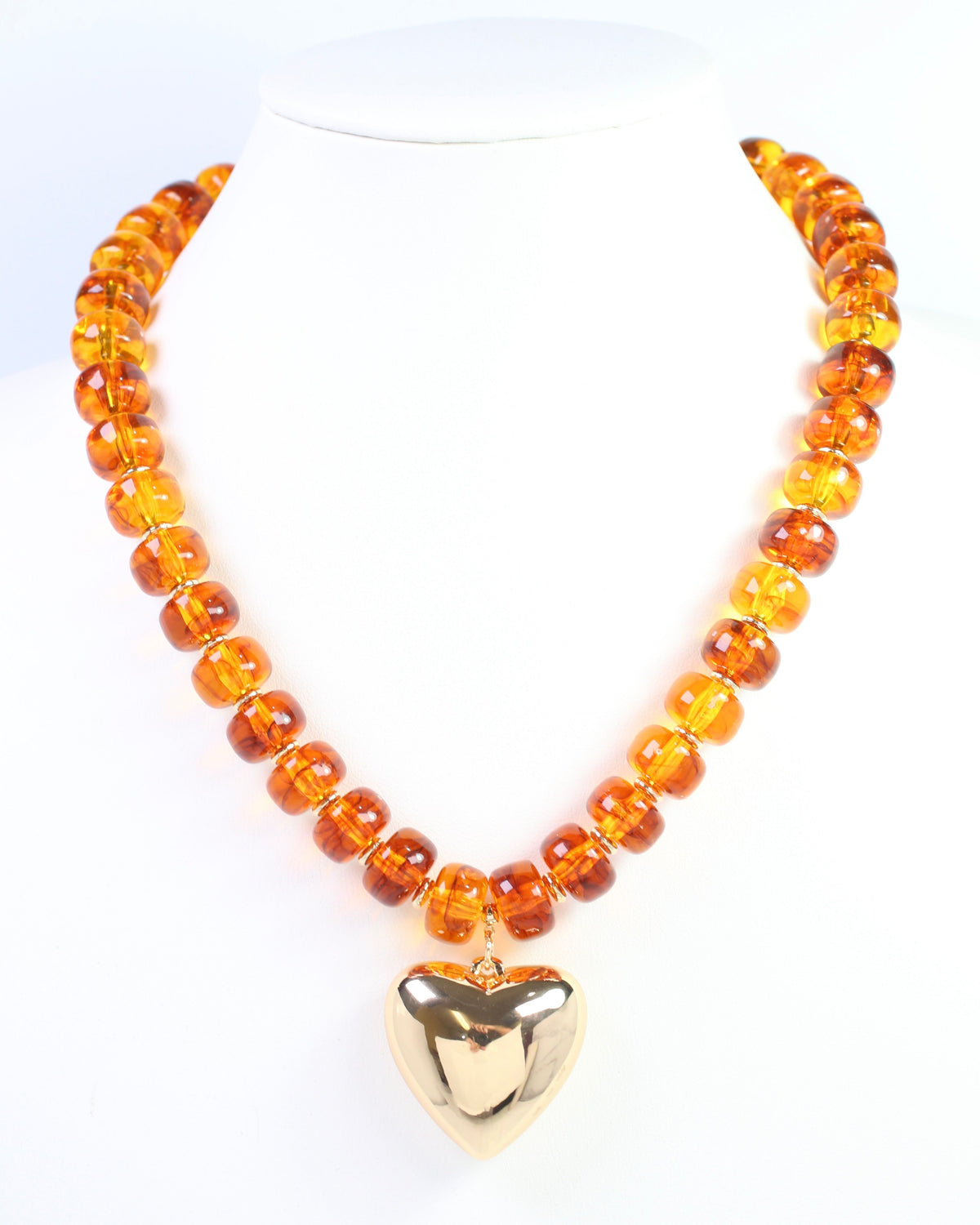 Sabina Beaded Heart Necklace Tortoise