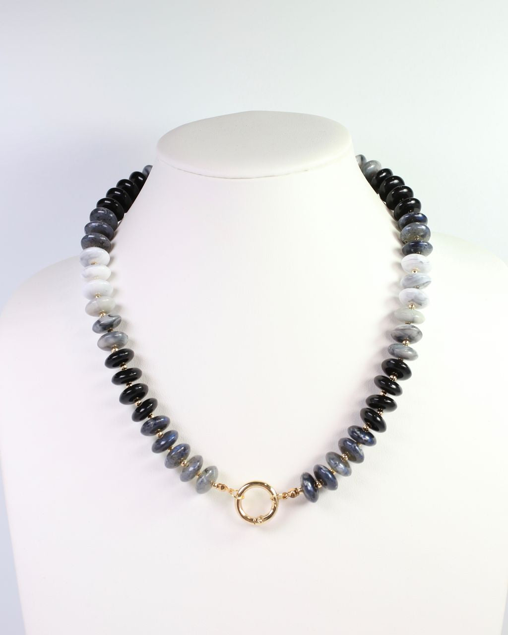 Fort Kent Stone Beaded Toggle Necklace Black Mix