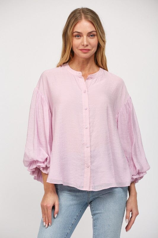 In Your Head Lilac Puff Sleeve Top - Caroline Hill